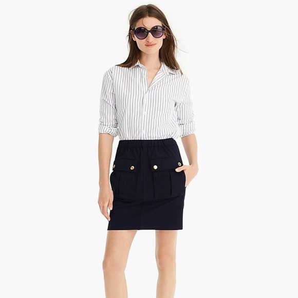 New J.CREW Size XS Pull On Mini Skirt with Patch Pockets in Navy NWT - Picture 1 of 7